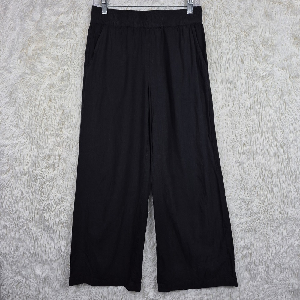 Marine Layer Re-Spun Black Allison Wide Leg Tencel Trouser Pants Small Coastal